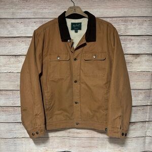 Woolrich Barn Jacket Mens XXL Brown Canvas Sherpa Lined Corduroy Collar Chore